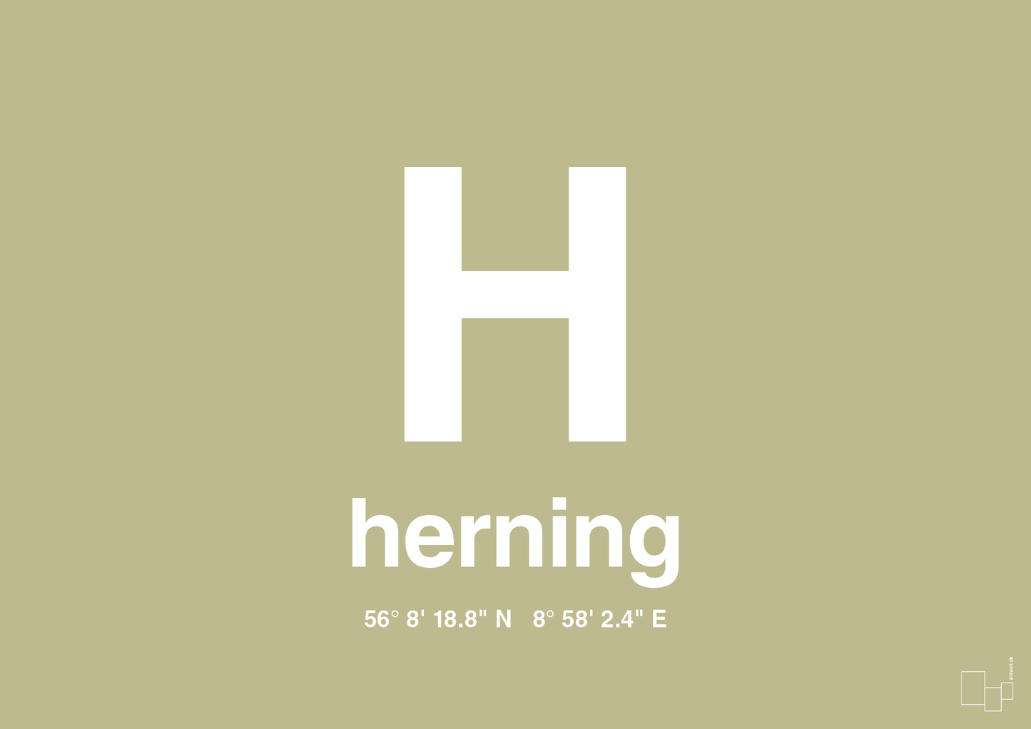 plakat: byplakat herning med koordinater - back to nature-Byer-A1two3
