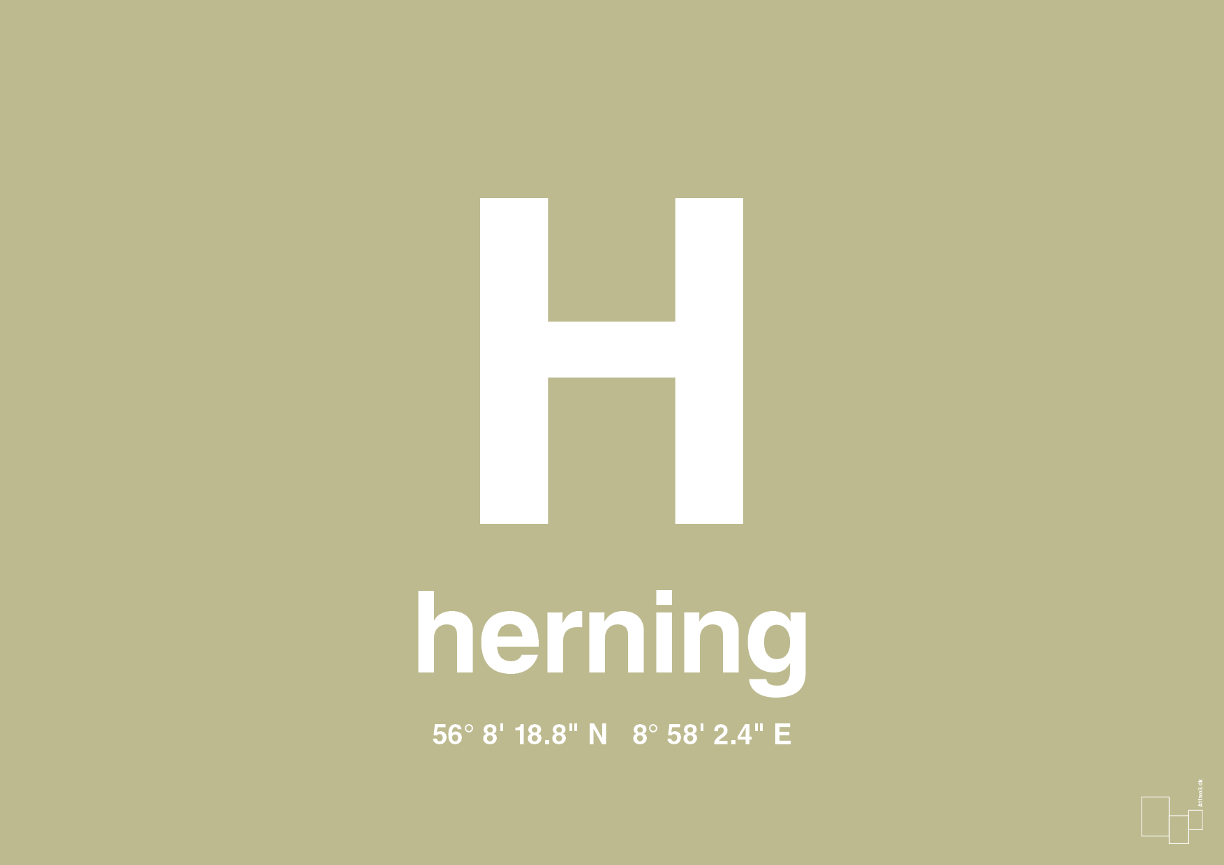 plakat: byplakat herning med koordinater - back to nature-Byer-A1two3