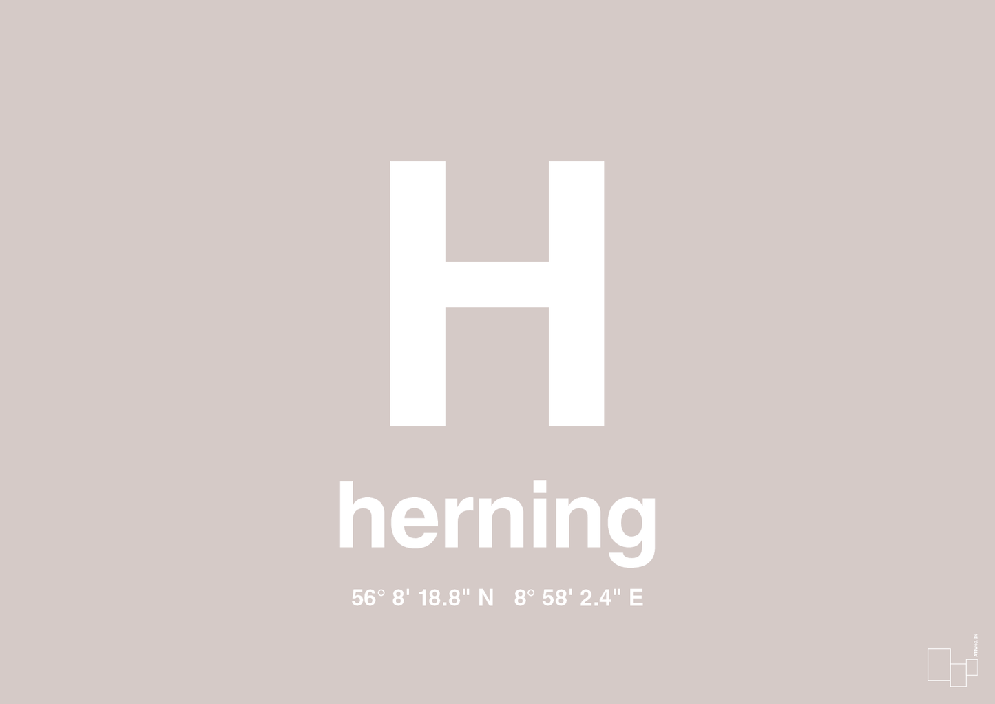 plakat: byplakat herning med koordinater - broken beige-Byer-A1two3