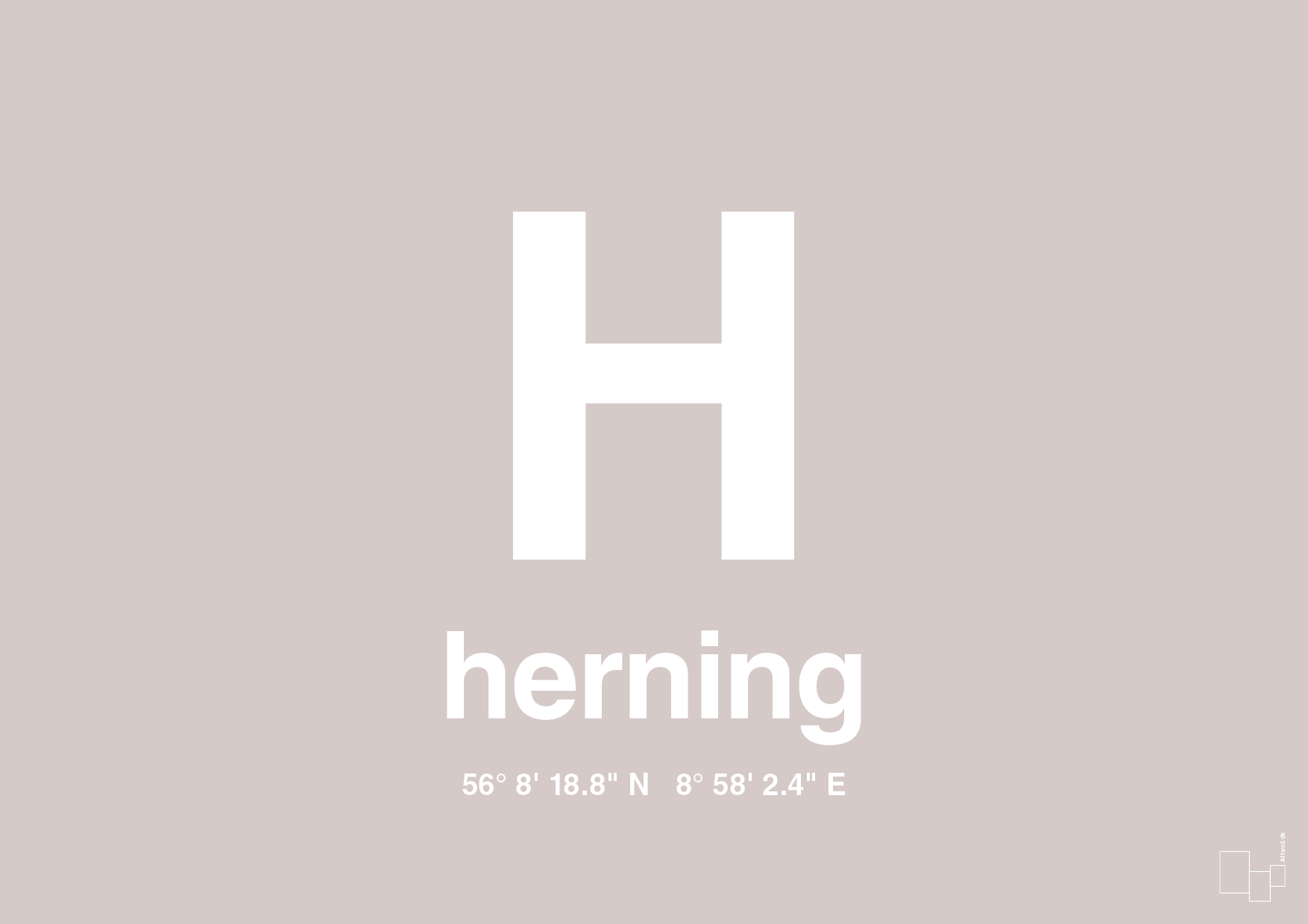 plakat: byplakat herning med koordinater - broken beige-Byer-A1two3