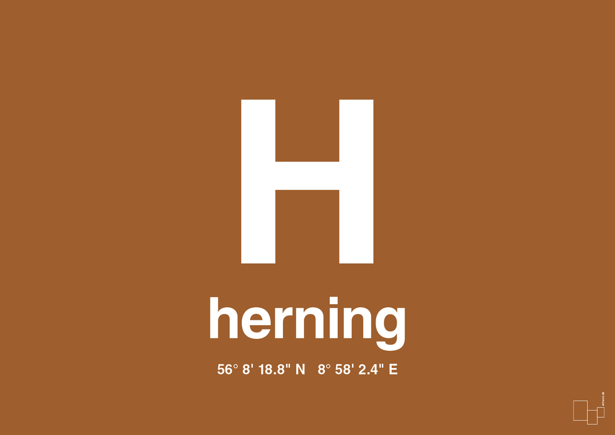 plakat: byplakat herning med koordinater - cognac-Byer-A1two3