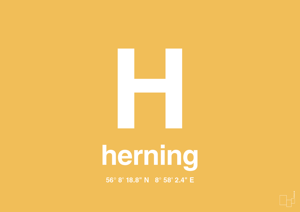 plakat: byplakat herning med koordinater - honeycomb-Byer-A1two3