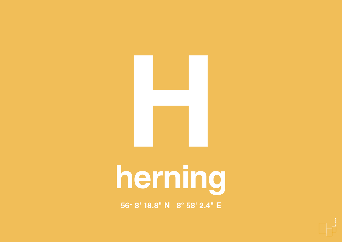 plakat: byplakat herning med koordinater - honeycomb-Byer-A1two3