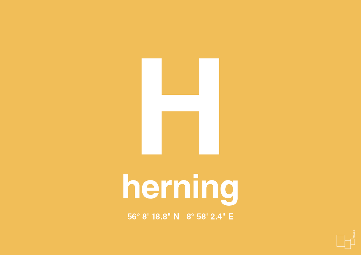 plakat: byplakat herning med koordinater - honeycomb-Byer-A1two3
