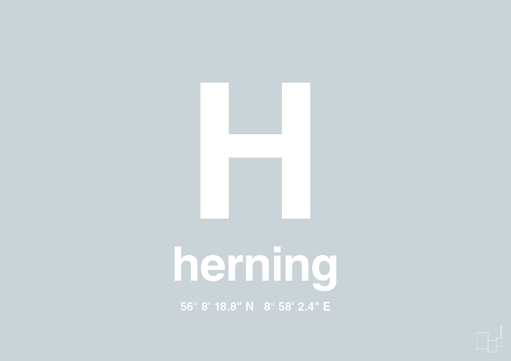plakat: byplakat herning med koordinater - light drizzle-Byer-A1two3