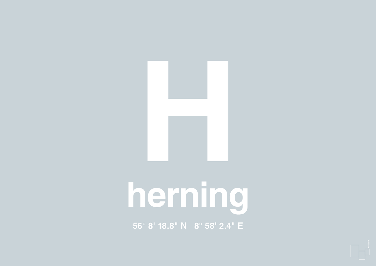 plakat: byplakat herning med koordinater - light drizzle-Byer-A1two3