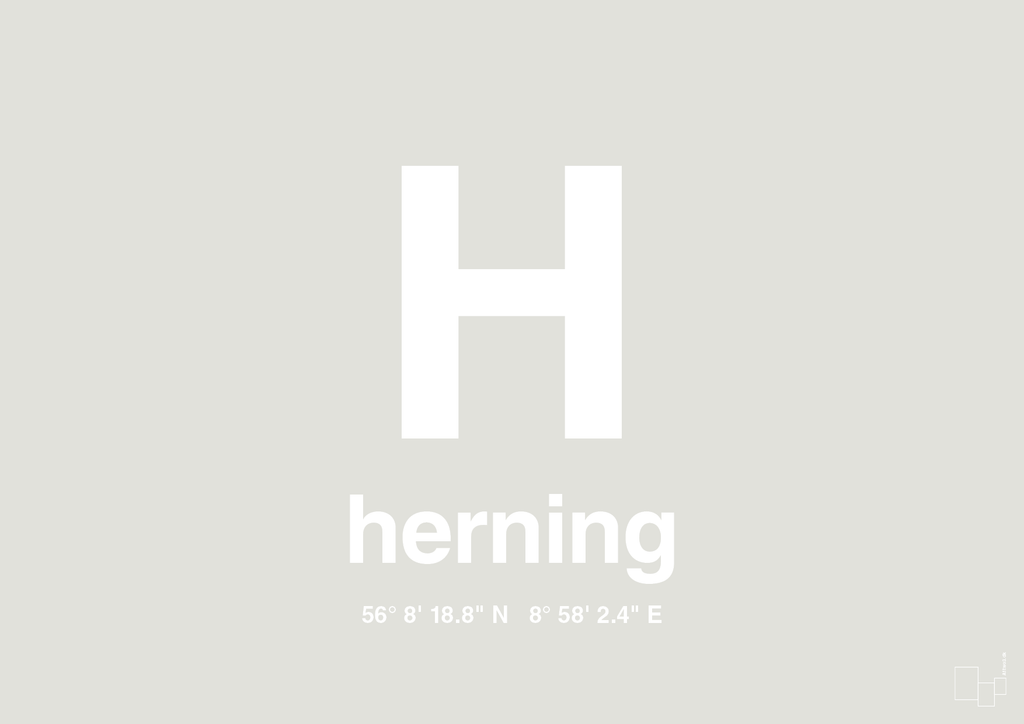 plakat: byplakat herning med koordinater - painters white-Byer-A1two3