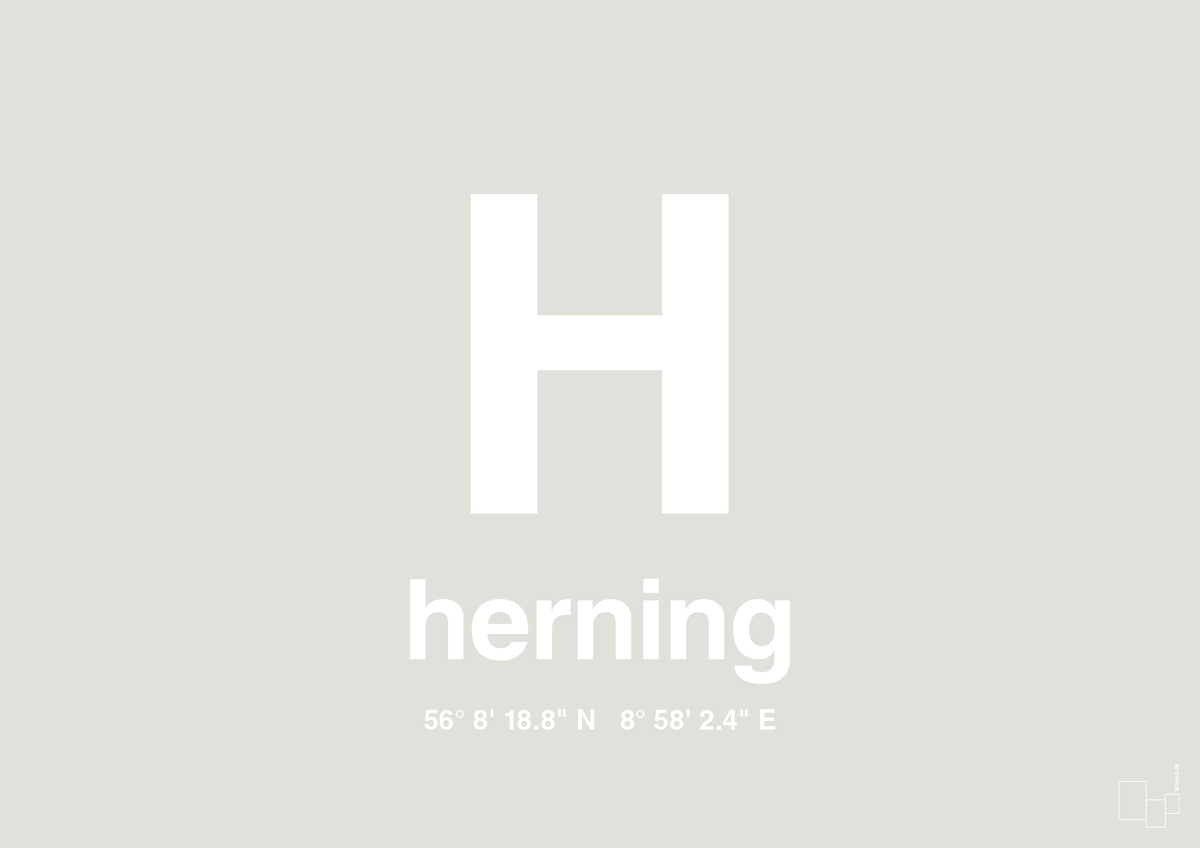 plakat: byplakat herning med koordinater - painters white-Byer-A1two3