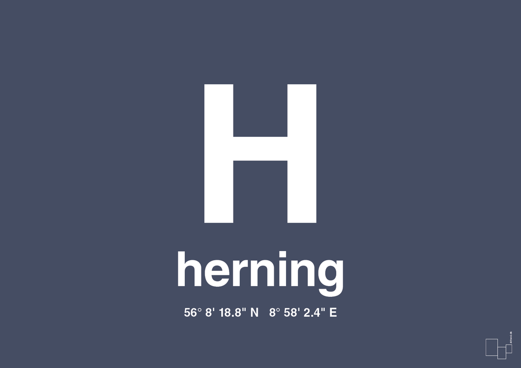 Byplakat herning med koordinater - petrol-Byer-A1two3