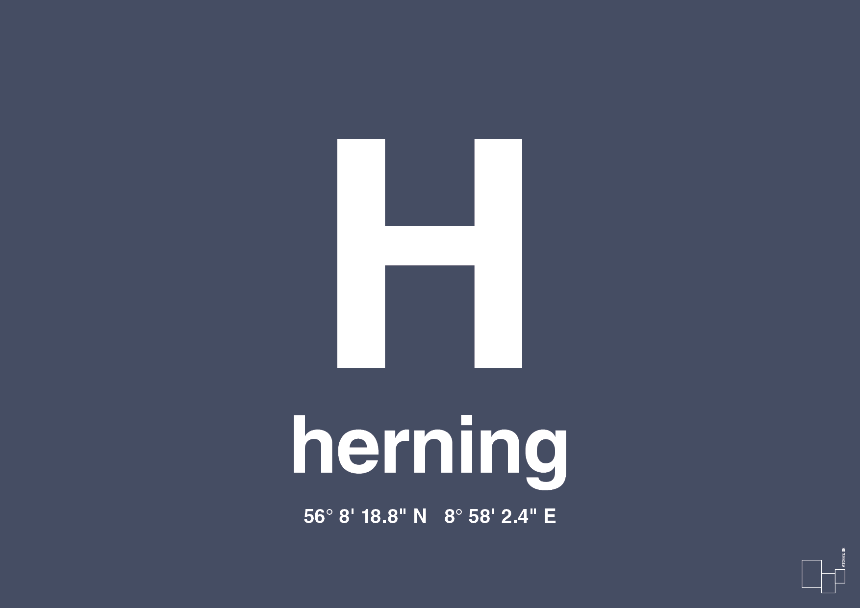 Byplakat herning med koordinater - petrol-Byer-A1two3
