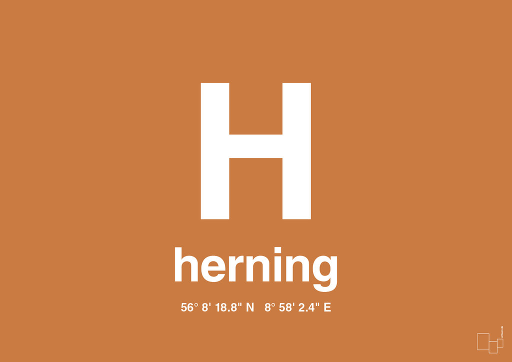 plakat: byplakat herning med koordinater - rumba orange-Byer-A1two3