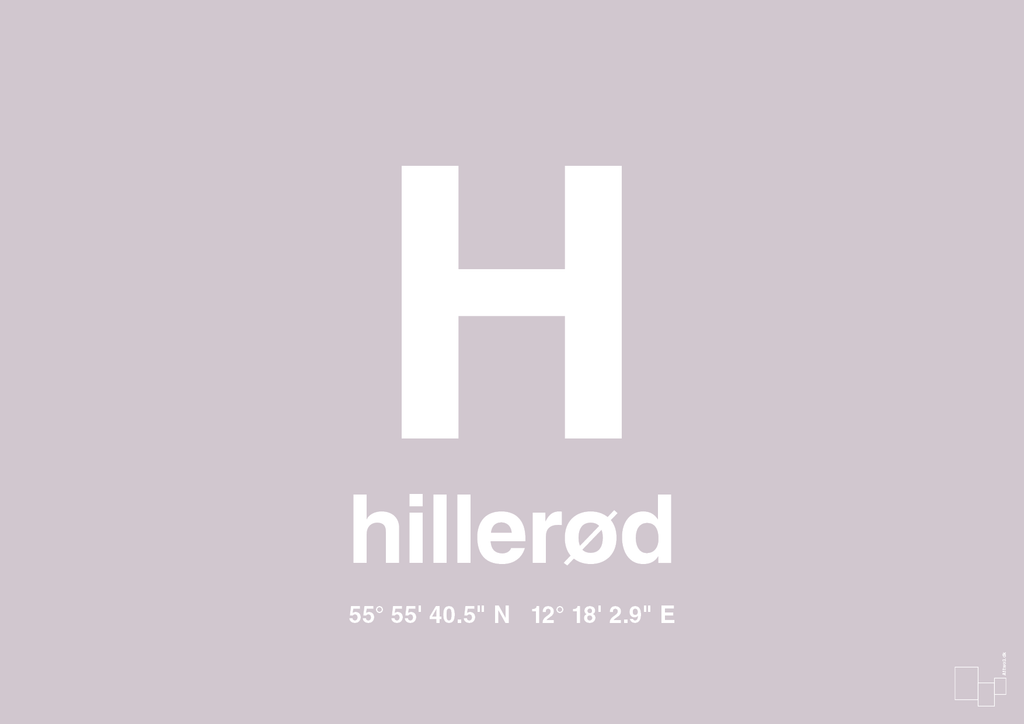 plakat: byplakat hillerød med koordinater - dusty lilac-Byer-A1two3