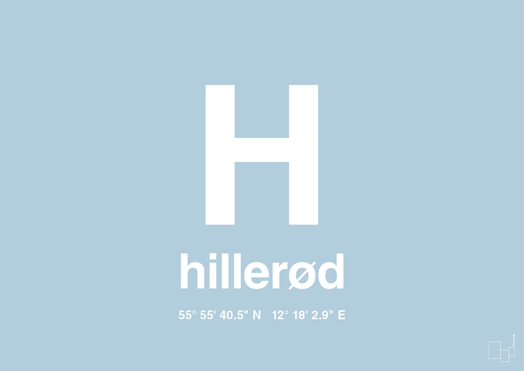 plakat: byplakat hillerød med koordinater - heavenly blue-Byer-A1two3