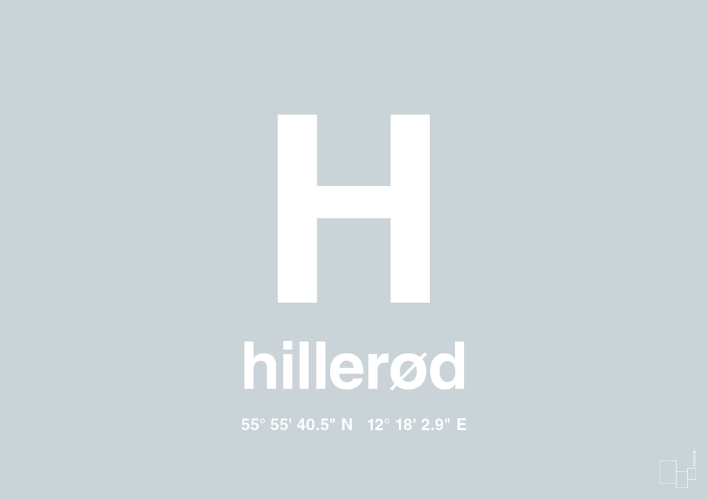 plakat: byplakat hillerød med koordinater - light drizzle-Byer-A1two3