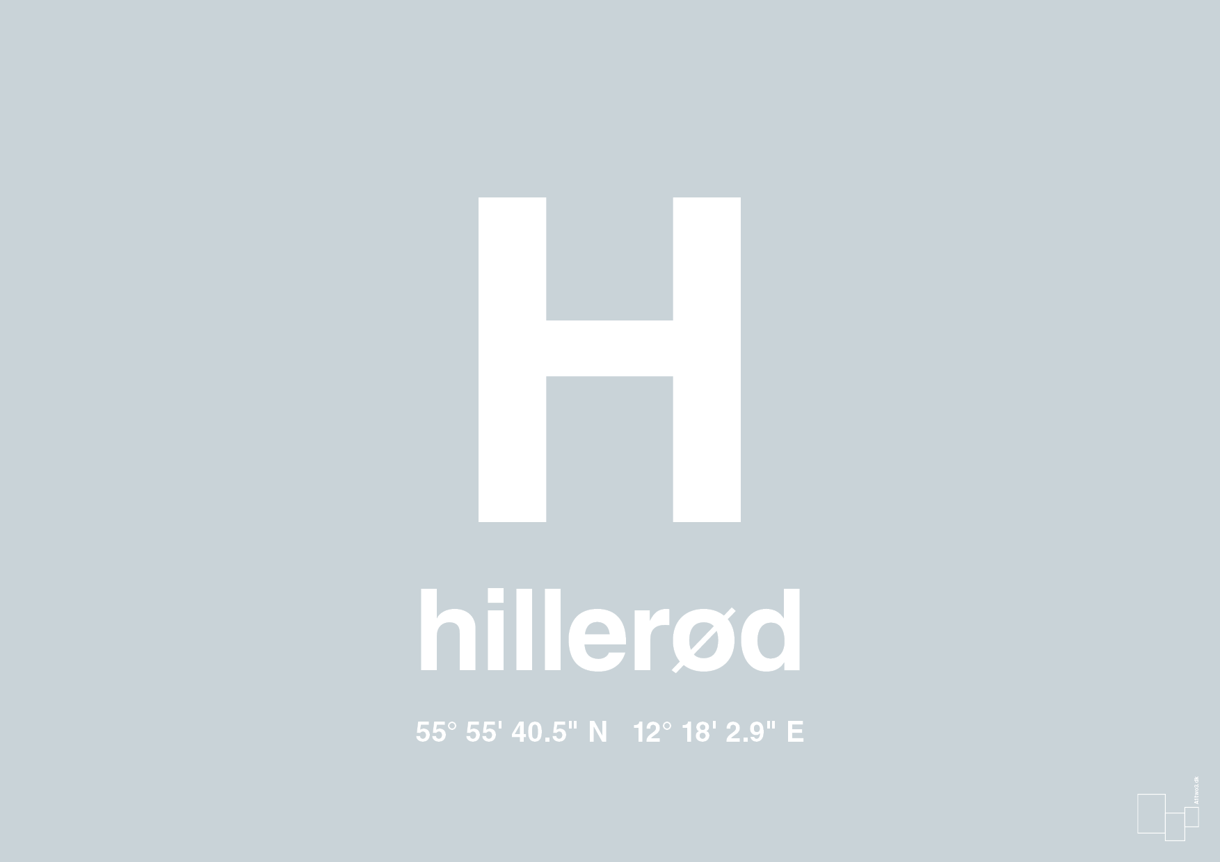 plakat: byplakat hillerød med koordinater - light drizzle-Byer-A1two3