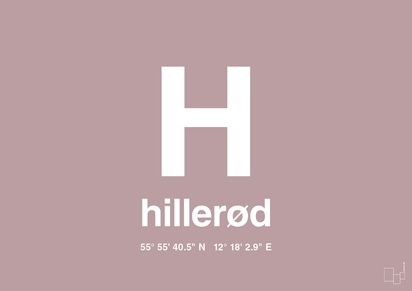plakat: byplakat hillerød med koordinater - light rose-Byer-A1two3