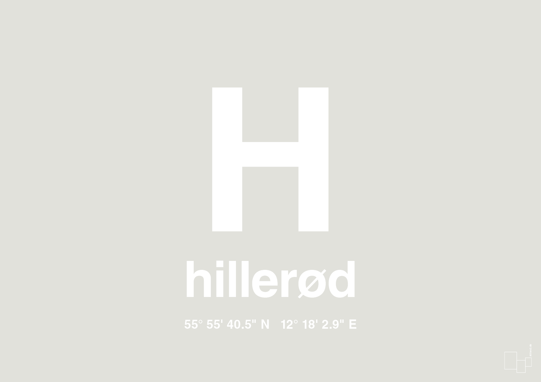 plakat: byplakat hillerød med koordinater - painters white-Byer-A1two3