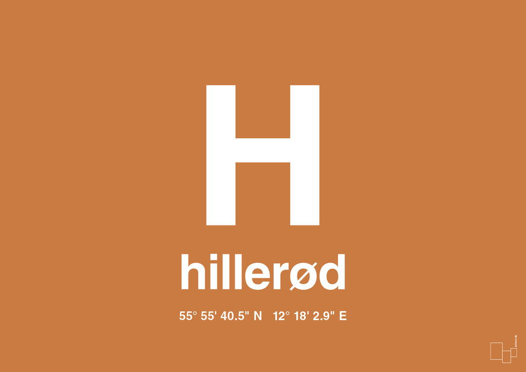 plakat: byplakat hillerød med koordinater - rumba orange-Byer-A1two3