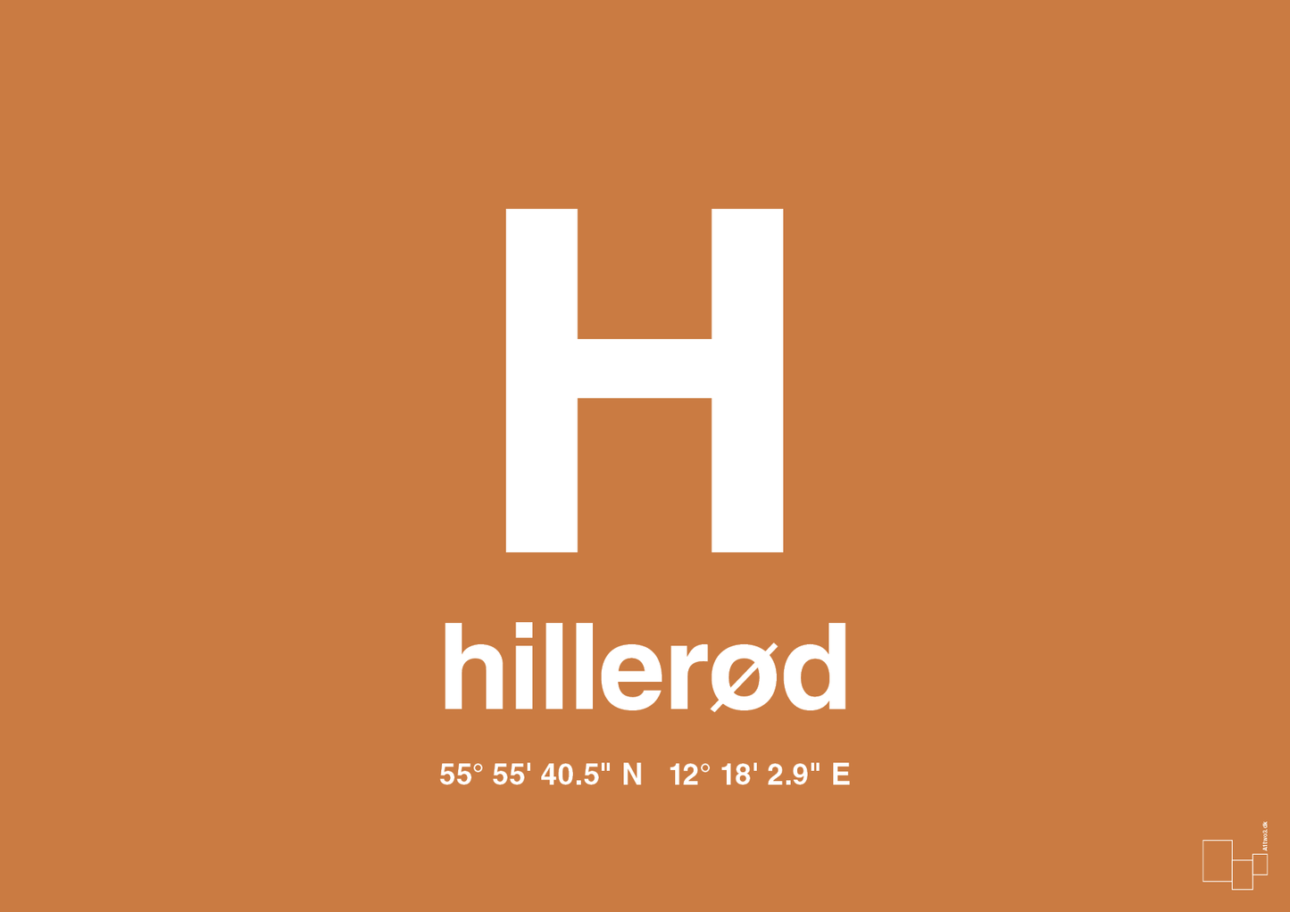 plakat: byplakat hillerød med koordinater - rumba orange-Byer-A1two3