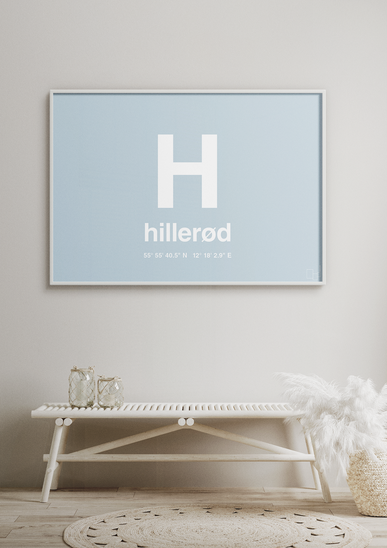 plakat: byplakat hillerød med koordinater - graphic charcoal-Byer-A1two3