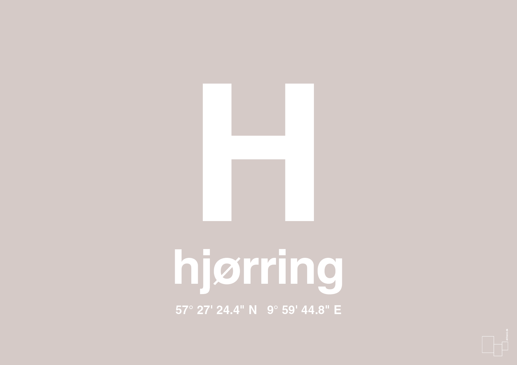 plakat: byplakat hjørring med koordinater - broken beige-Byer-A1two3