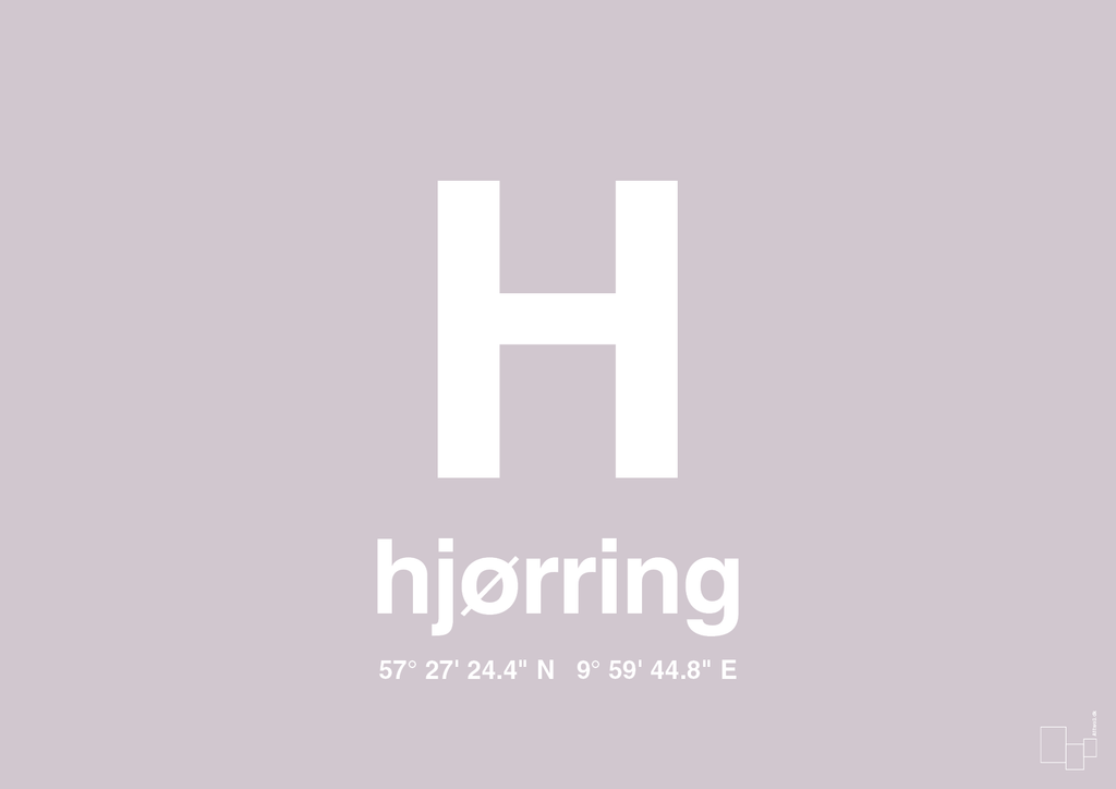 plakat: byplakat hjørring med koordinater - dusty lilac-Byer-A1two3