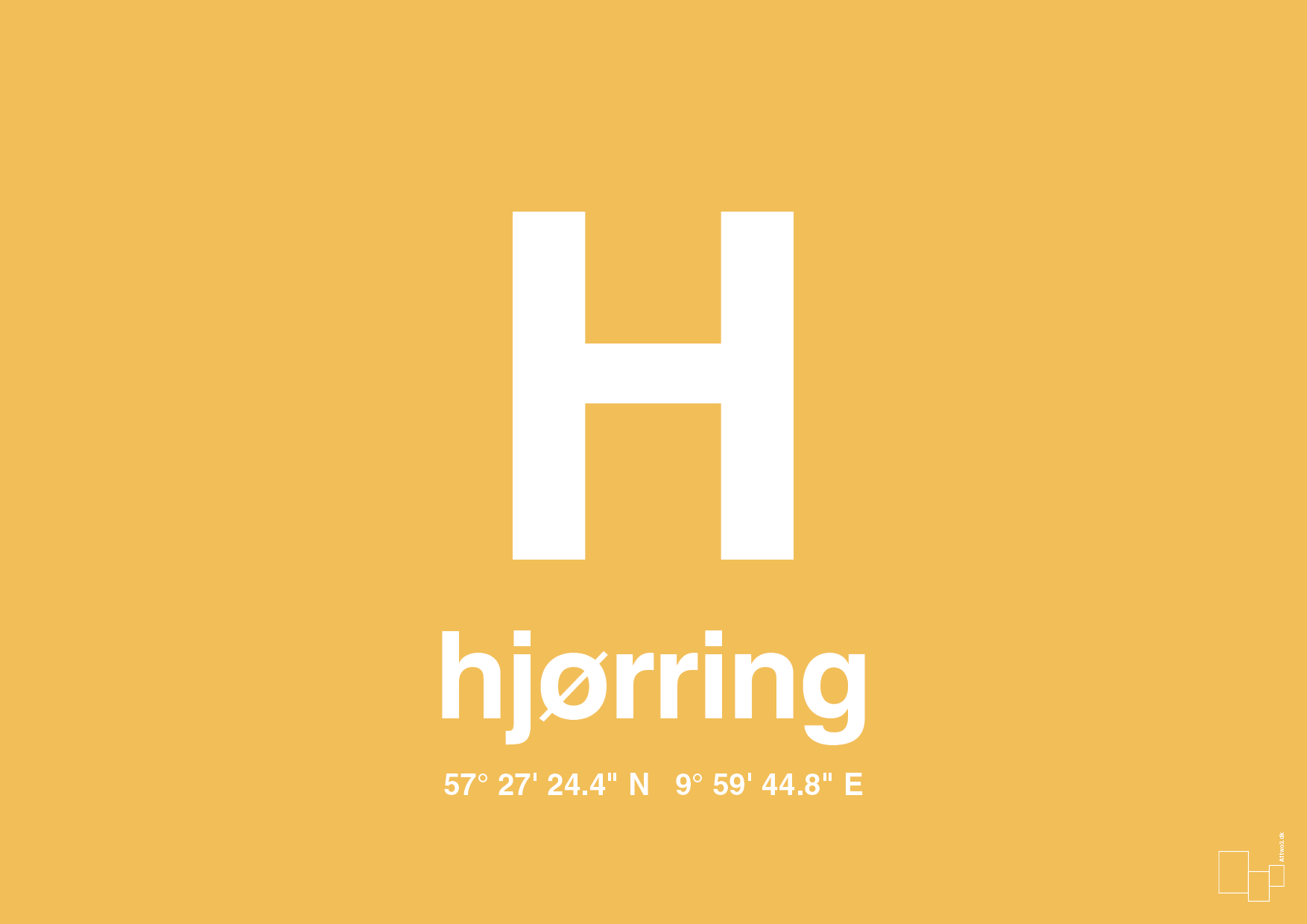 plakat: byplakat hjørring med koordinater - honeycomb-Byer-A1two3