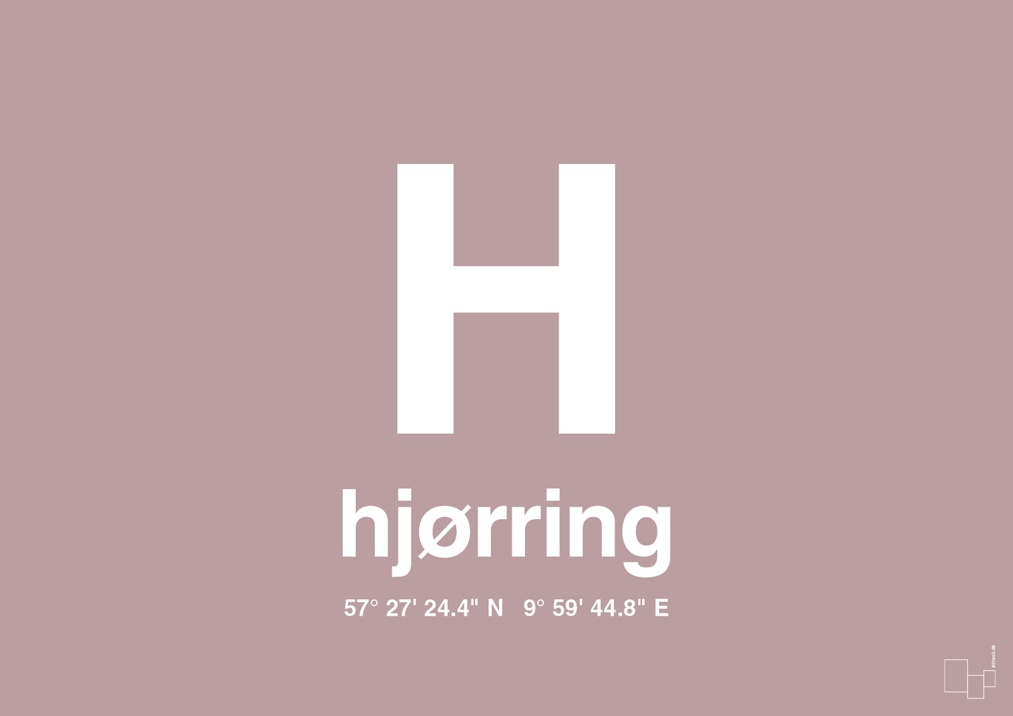 plakat: byplakat hjørring med koordinater - light rose-Byer-A1two3