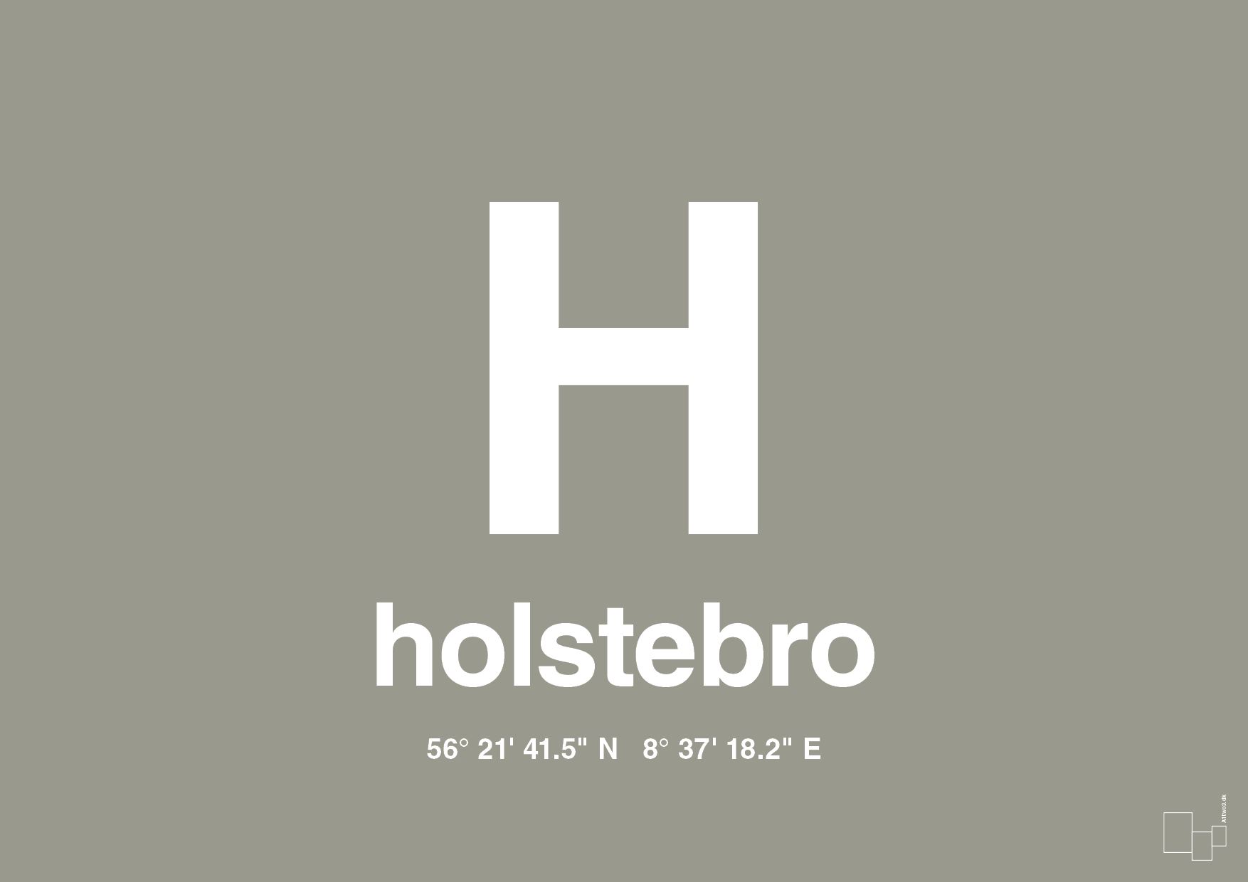 plakat: byplakat holstebro med koordinater - battleship gray-Byer-A1two3