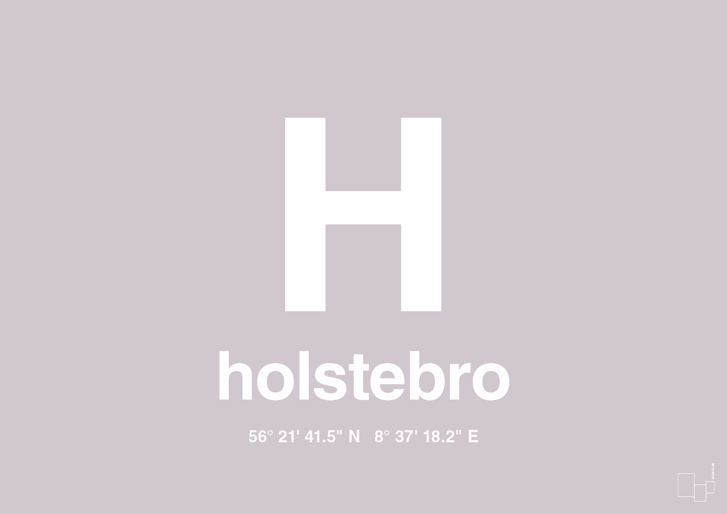 plakat: byplakat holstebro med koordinater - dusty lilac-Byer-A1two3