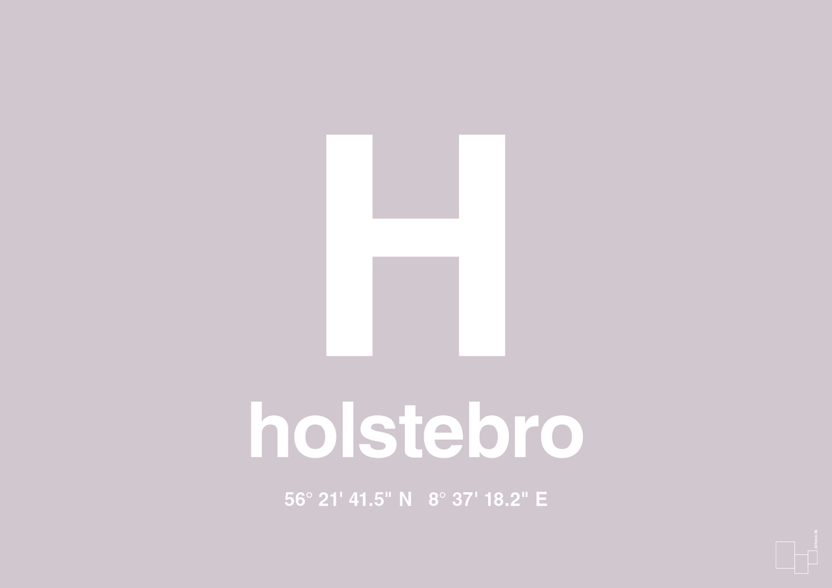 plakat: byplakat holstebro med koordinater - dusty lilac-Byer-A1two3