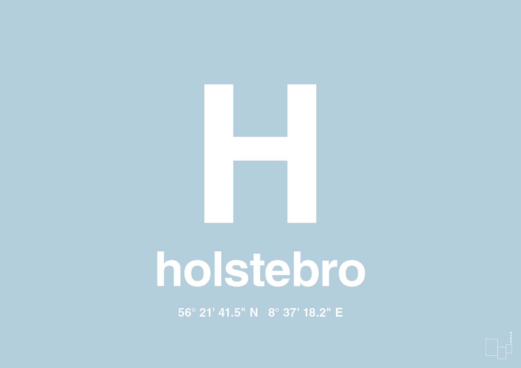 plakat: byplakat holstebro med koordinater - heavenly blue-Byer-A1two3