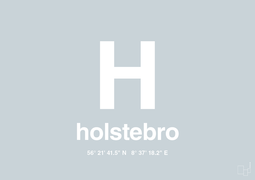 plakat: byplakat holstebro med koordinater - light drizzle-Byer-A1two3