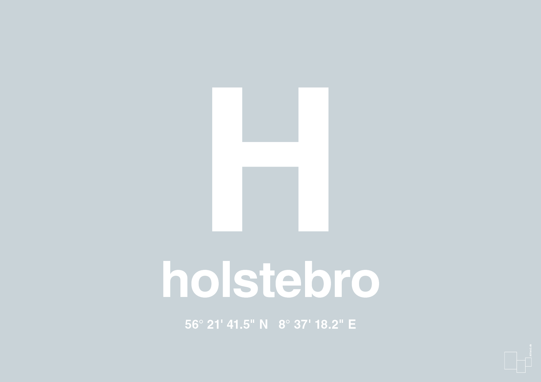 plakat: byplakat holstebro med koordinater - light drizzle-Byer-A1two3