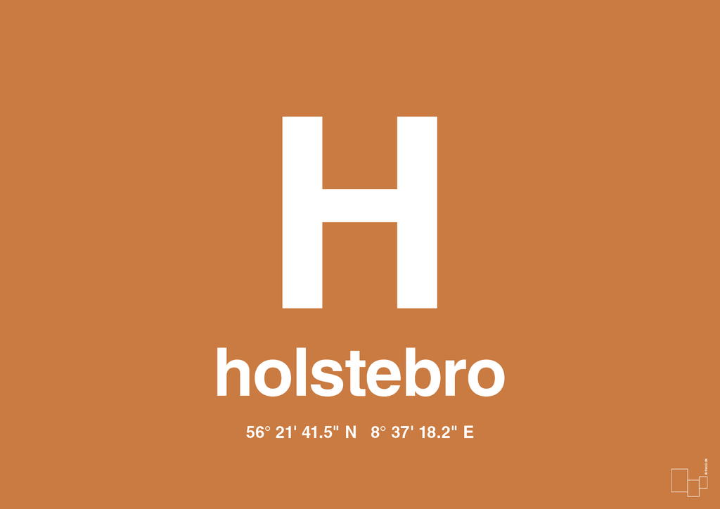 plakat: byplakat holstebro med koordinater - rumba orange-Byer-A1two3