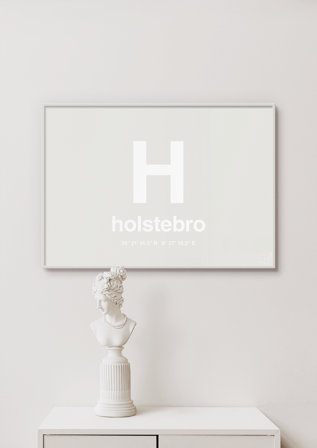 plakat: byplakat holstebro med koordinater - graphic charcoal-Byer-A1two3