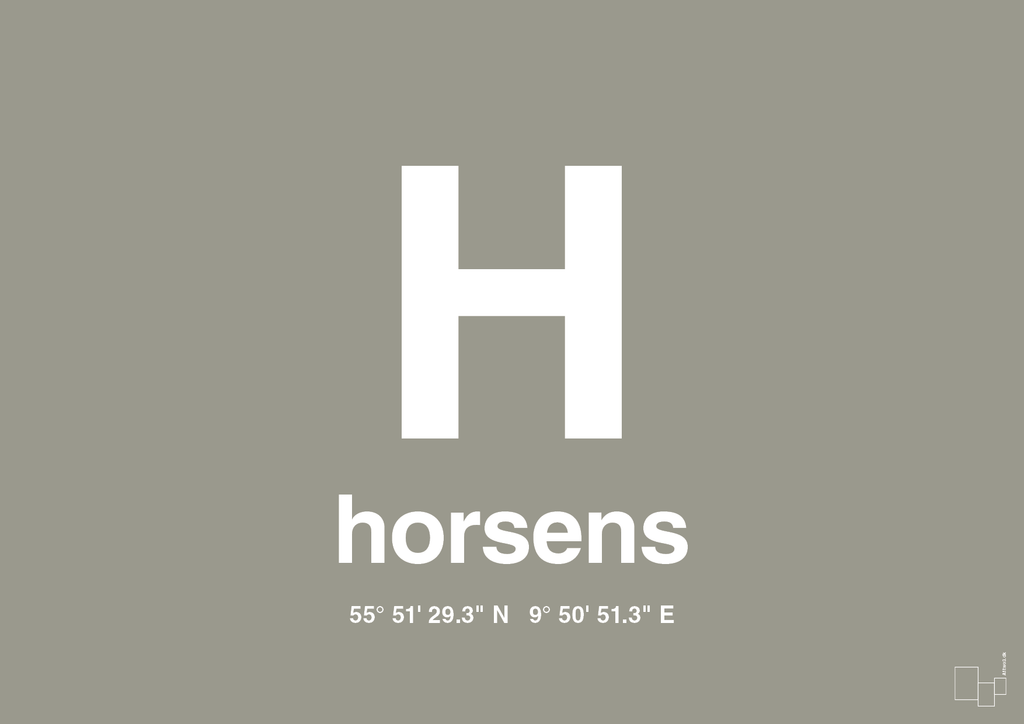 plakat: byplakat horsens med koordinater - battleship gray-Byer-A1two3