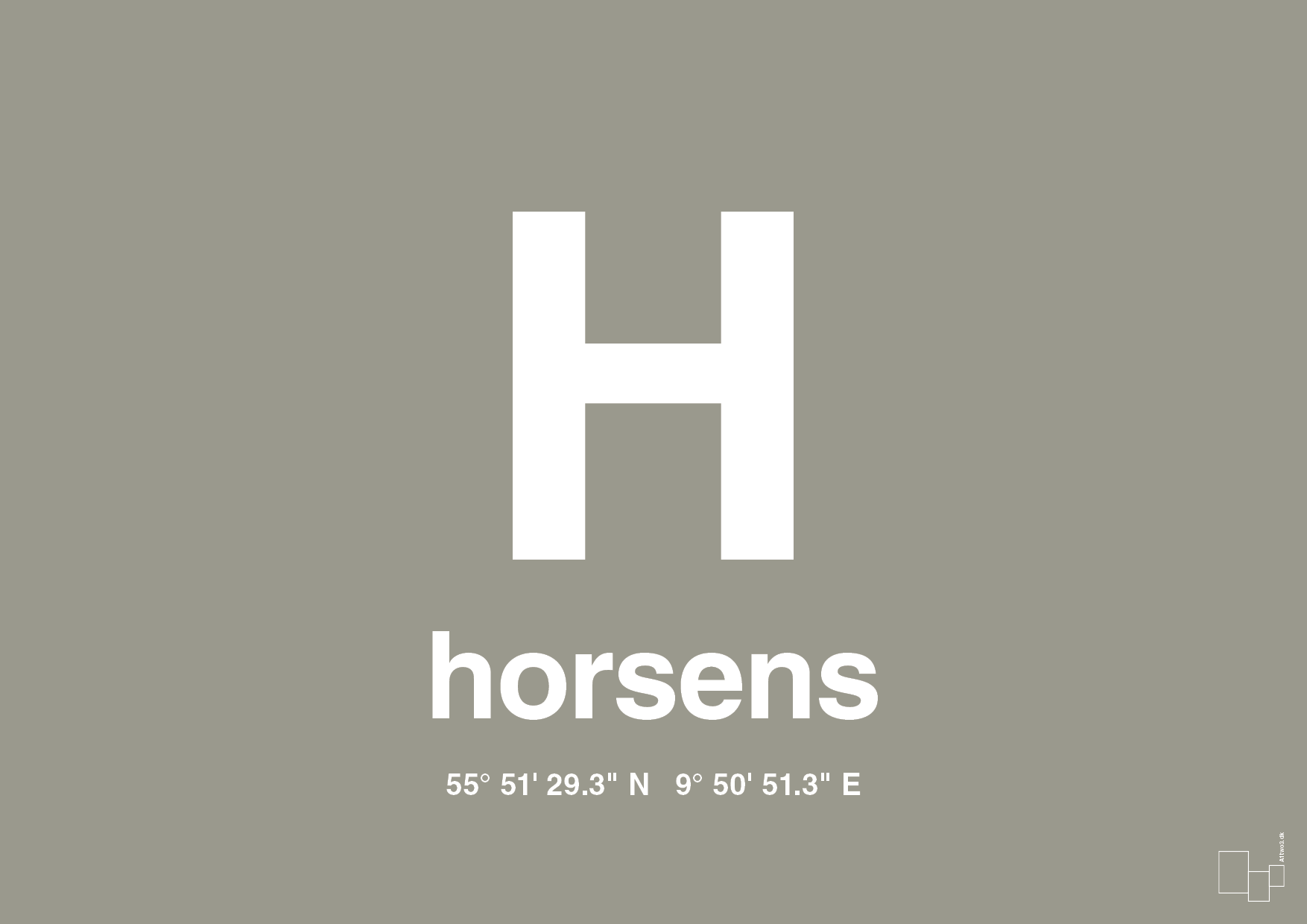 plakat: byplakat horsens med koordinater - battleship gray-Byer-A1two3