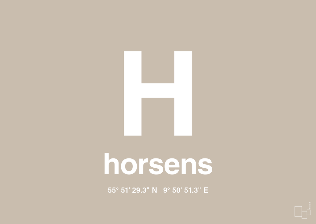 plakat: byplakat horsens med koordinater - creamy mushroom-Byer-A1two3