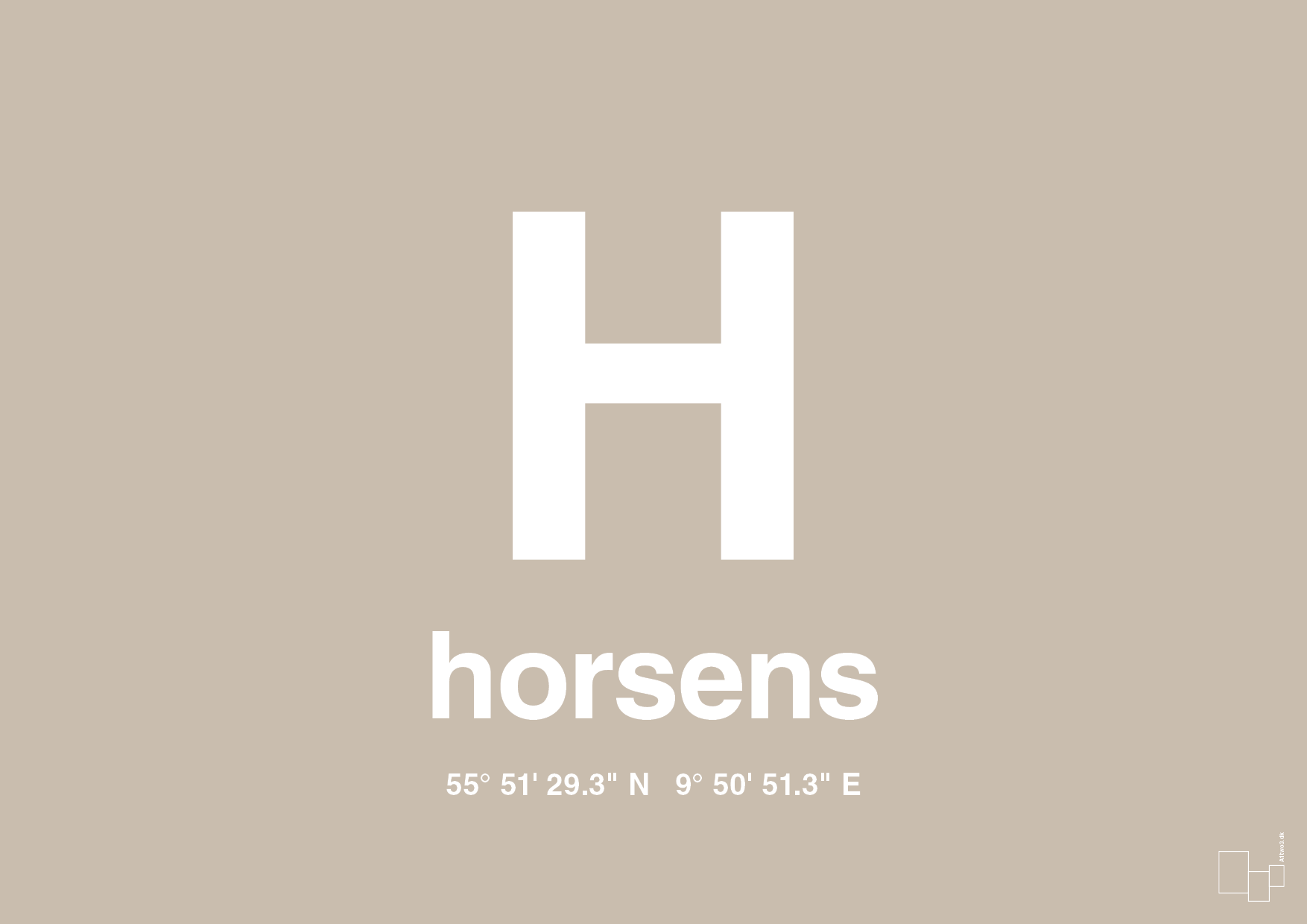 plakat: byplakat horsens med koordinater - creamy mushroom-Byer-A1two3
