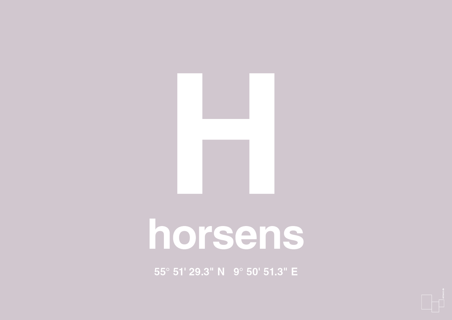 plakat: byplakat horsens med koordinater - dusty lilac-Byer-A1two3
