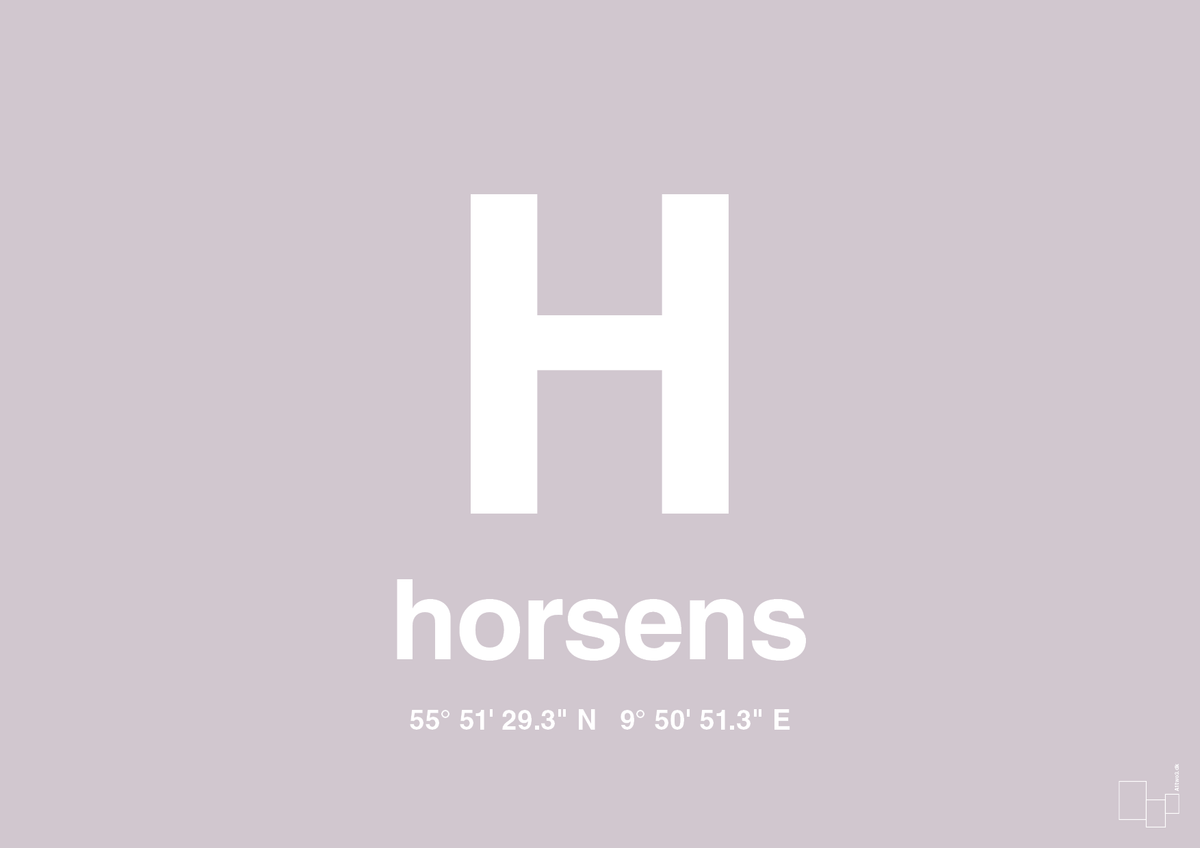 plakat: byplakat horsens med koordinater - dusty lilac-Byer-A1two3