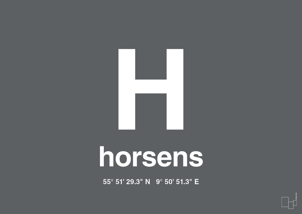 plakat: byplakat horsens med koordinater - graphic charcoal-Byer-A1two3