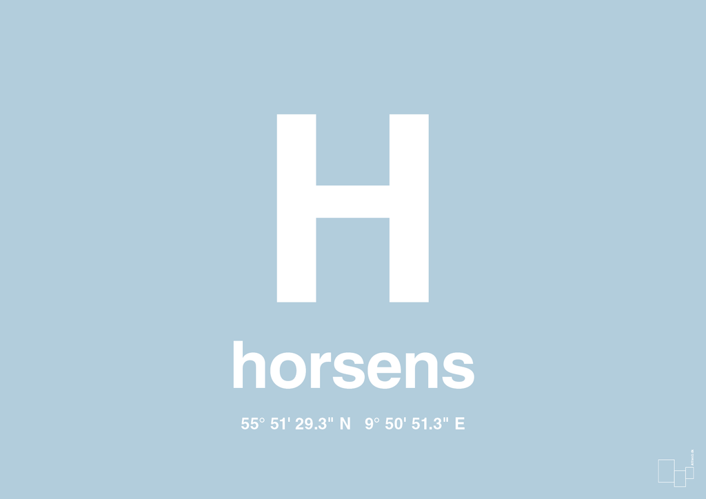 plakat: byplakat horsens med koordinater - heavenly blue-Byer-A1two3