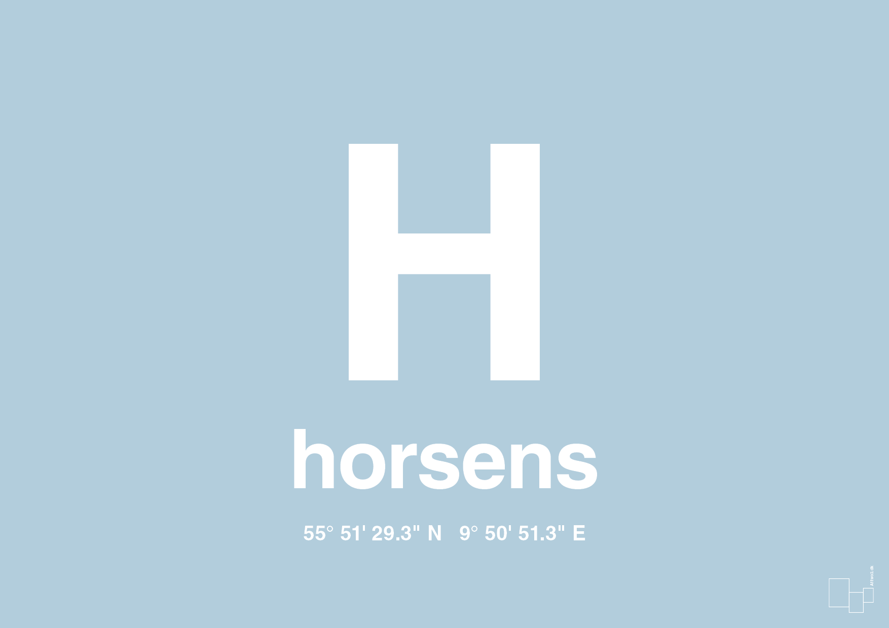 plakat: byplakat horsens med koordinater - heavenly blue-Byer-A1two3