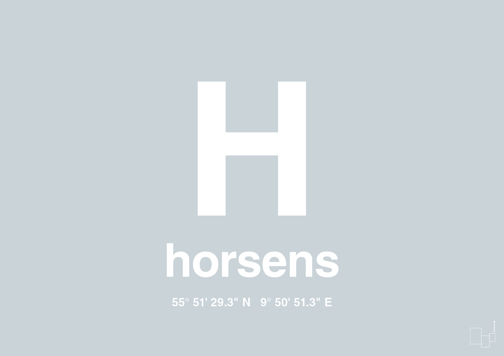 plakat: byplakat horsens med koordinater - light drizzle-Byer-A1two3