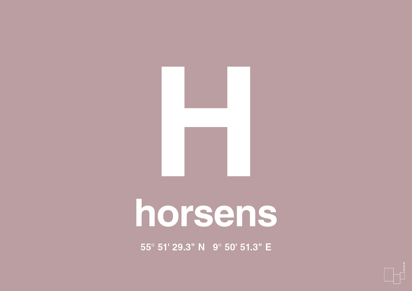 plakat: byplakat horsens med koordinater - light rose-Byer-A1two3