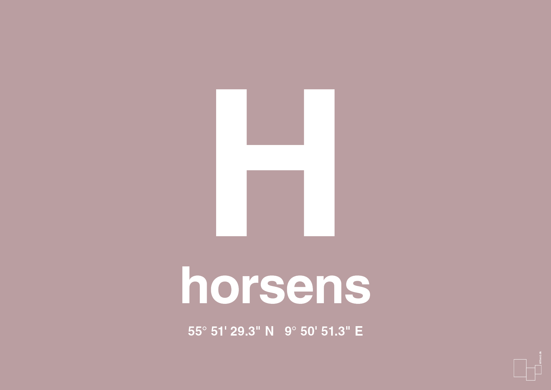 plakat: byplakat horsens med koordinater - light rose-Byer-A1two3
