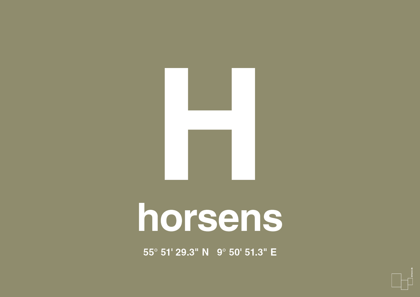 plakat: byplakat horsens med koordinater - misty forrest-Byer-A1two3