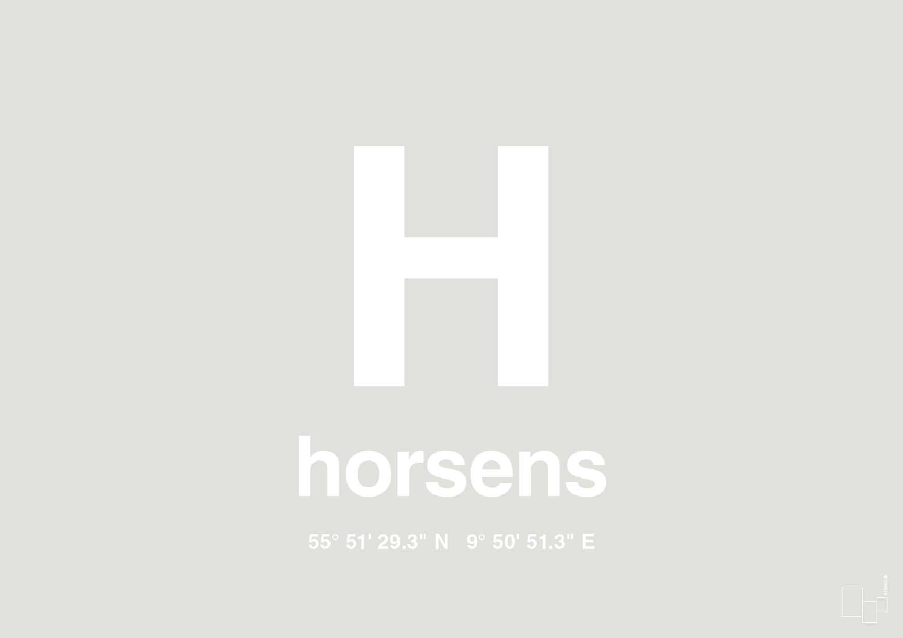 plakat: byplakat horsens med koordinater - painters white-Byer-A1two3